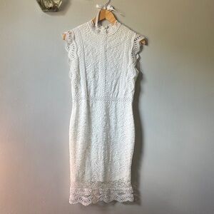 Chic White Lace Midi Dress